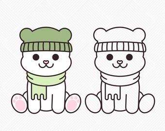 Winter Polar Bear SVG Cut File, Hand Drawn, Layered and Outlined (Cricut Ready)