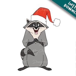 meeko noël, Noël Svg Png, svg cricut noël, ami Svg, Personnage de Noël, Fichiers Png de vacances, Sublimation Cricut