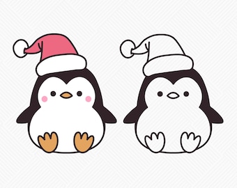 Penguin wearing a Santa Hat for Cricut and Sublimation