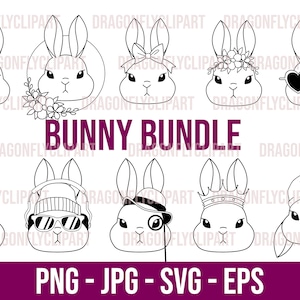 Hase Gesicht svg Bundle, süße lustige Hase svg, eps, png, jpg, Hipster Tiere svg, Tiere mit Brille svg, Cricut Dateien, floral bunnys