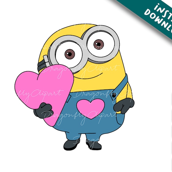 valentine's day minion SVG, eps,png,jpg,svg,dxf, funny character for shirt, mug craft layered by color, Cricut cut file, Instant Download