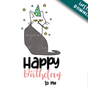 birthday cat svg, kitty birhday, cat cutting file, kitten svg png, birthday shirt svg, cat party cutting file, pet silhouette cricut svg