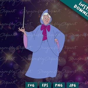Fada Madrinha Cinderela, clipart Svg Png, svg cricut, amiga cinderela Svg, fada madrinha fofa, arquivos Png de férias, sublimação Cricut