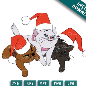 おしゃれキャット クリスマス、クリスマス SVG PNG、SVG クリカット クリスマス、友達 SVG、クリスマス キャラクター、ホリデー PNG ファイル、クリカット 昇華