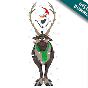 frozen olaf & sven boże narodzenie, Boże Narodzenie Svg Png, Christmas Squad Svg, przyjaciel Svg, Postać świąteczna, Pliki świąteczne Png, Cricut Sublimacja