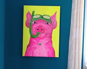 Schwein mit Taucherbrille