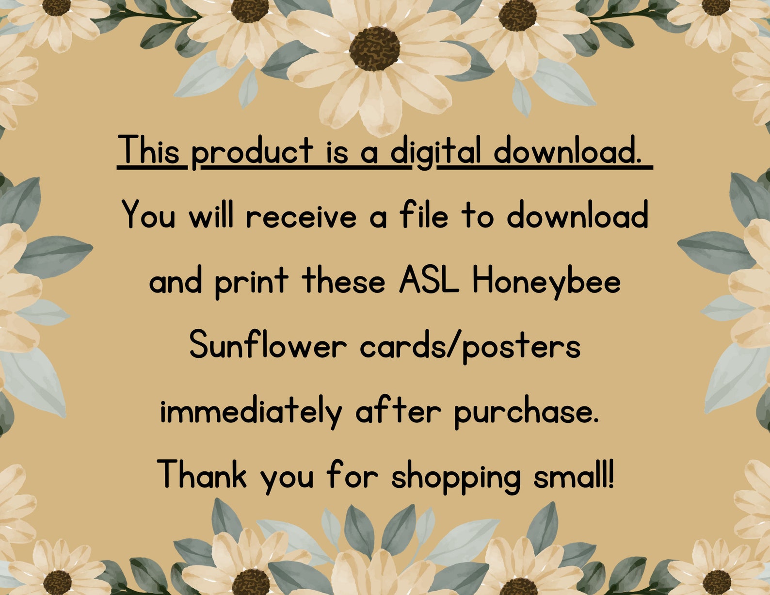 Honey Bee ASL Alphabet Printable Cards, Sunflower Boho Theme, Sign ...