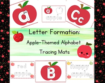 Letter Formation: Apple Alphabet Tracing Mats - Print and laminate!