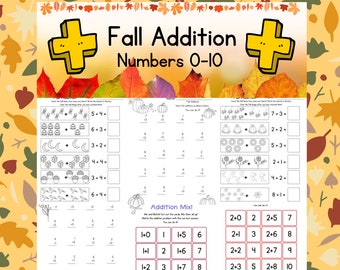 Hojas de trabajo y actividades de suma de otoño