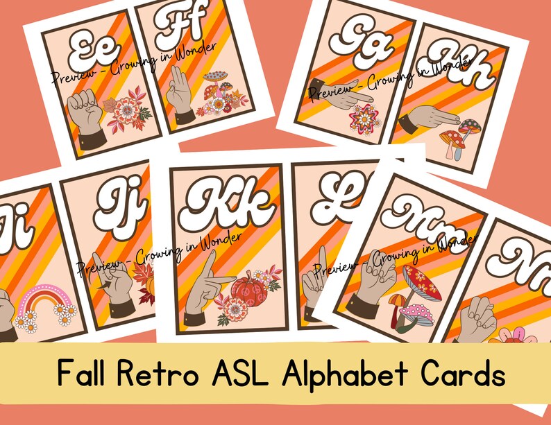 Fall Retro Alphabet Sign Language Cards, ASL Posters - Etsy