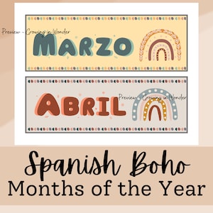 Spanish Months of the Year, Dias de la Semana (Boho)