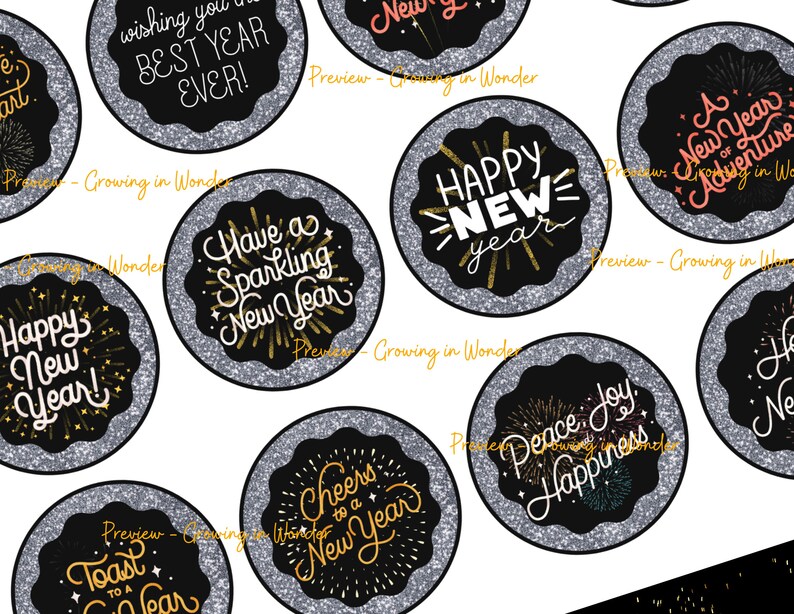 Happy New Year Cupcake Toppers Printable - Etsy