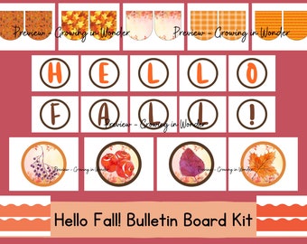 Hallo Herbst! Bulletin Board Kit, druckbare Herbst-Klassenzimmer Dekoration