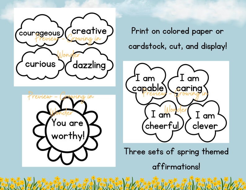 Positive Affirmations, Spring Theme - Etsy