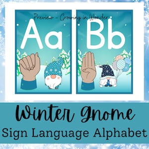 Winter Gnome Alphabet Sign Language Cards