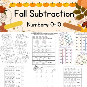 Fall Subtraction Worksheets and Activities