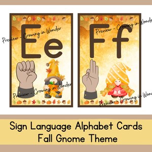 Fall Gnome Alphabet Sign Language Cards, Printable ASL Posters - Etsy
