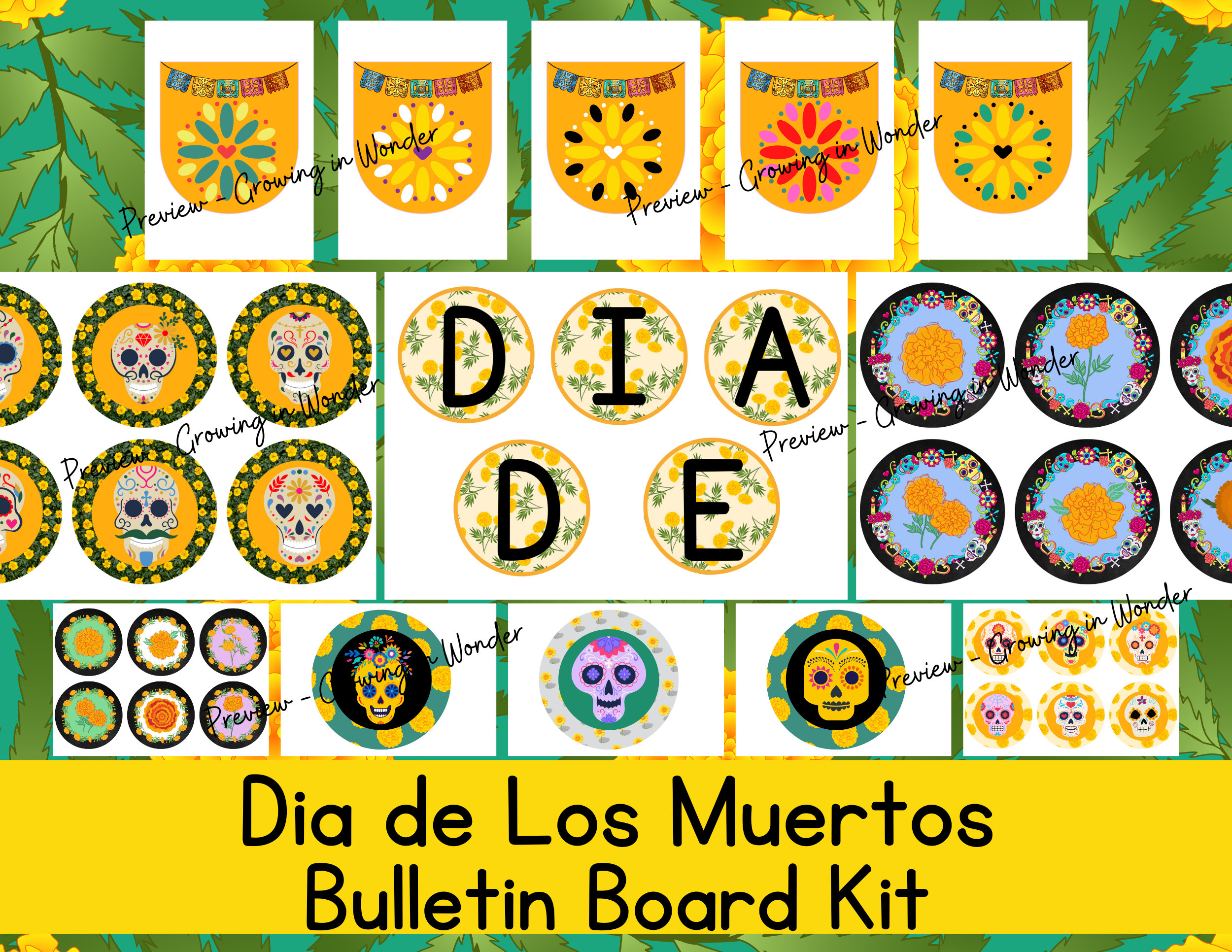 Dia De Los Muertos Decor, Day of the Dead Bulletin Board Kit - Etsy