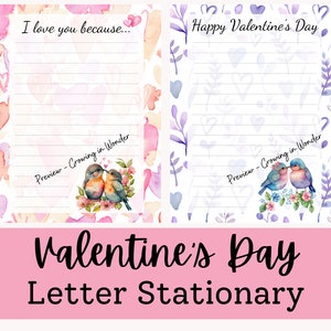 Papelería para el día de San Valentín, papel para escribir cartas, carta de amor imprimible