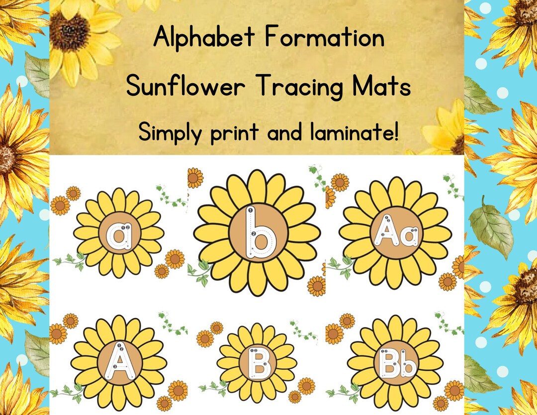 Letter Formation Sunflower Alphabet Tracing Mats (print and Laminate