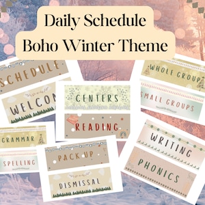 Winter Boho Daily Schedule Bulletin Board Cards