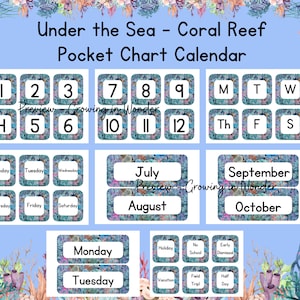 Ocean Theme Pocket Chart Calendar, Under the Sea Classroom