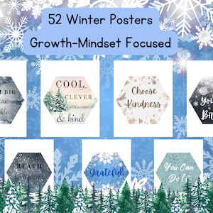 Winter Posters, Bulletin Board - Growth Mindset Inspired