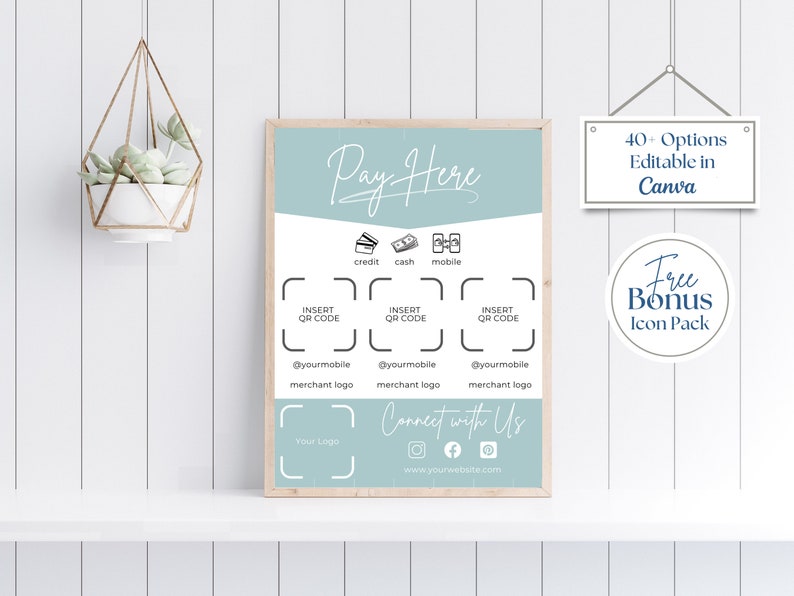 Editable Pay Here, Scan to Pay, QR Code Template, Accept Payments Here ...