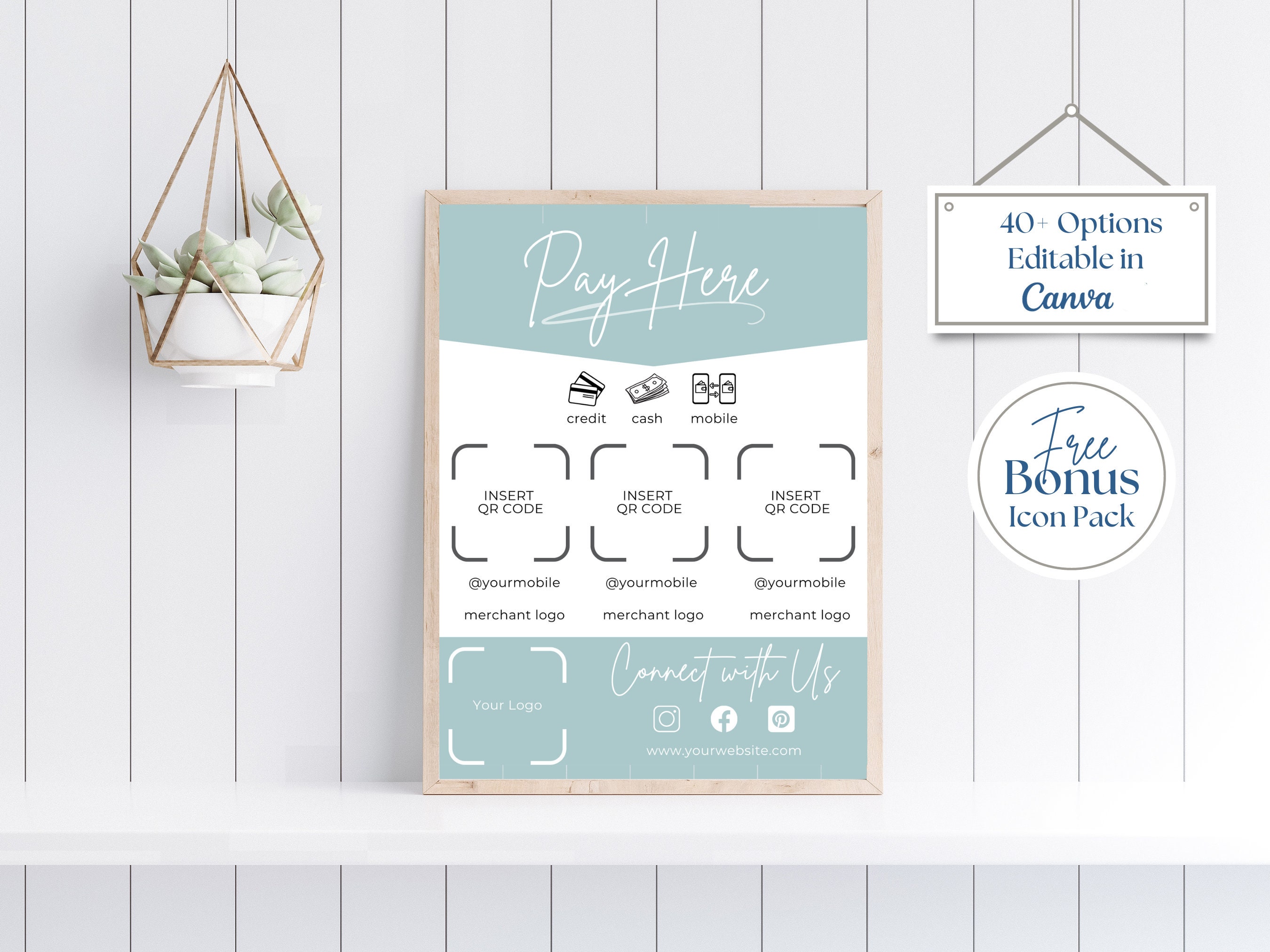 Editable Pay Here, Scan to Pay, QR Code Template, Accept Payments Here ...