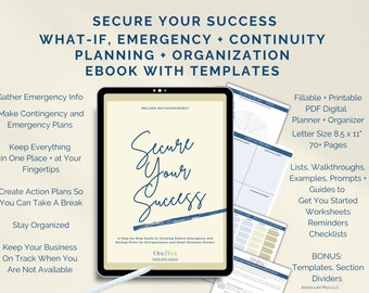 Secure Your Success - Digital Back Up Plan Workbook for Business Owners, Entrepreneurs, Makers -  What-Ifs and Emergency Planning