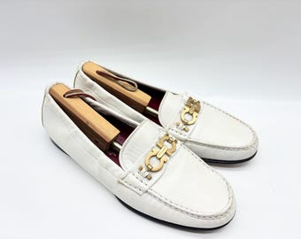 Salvatore Ferragamo Sport witte leren loafers