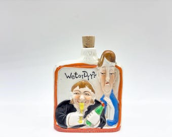 Borraccia in ceramica vintage "Bagnato o asciutto?", stile Schafer & Vater