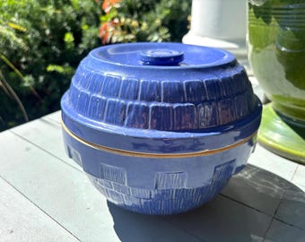 Plat de service/casserole vintage en grès bleu cobalt des États-Unis, 23 cm (9 pouces)
