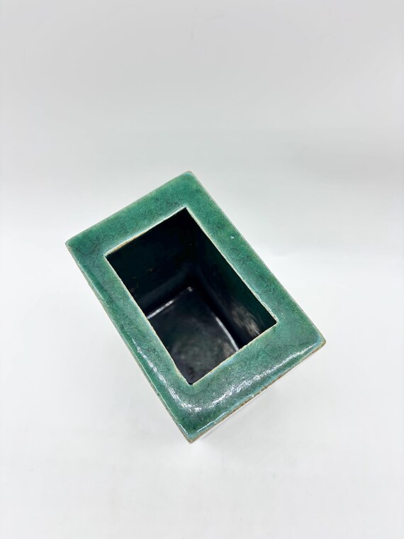 Antique Monochrome Glaze Flower Brick Block Vase View 5