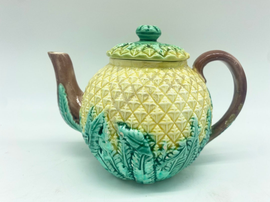 Antique Majolica Pineapple Teapot - Etsy