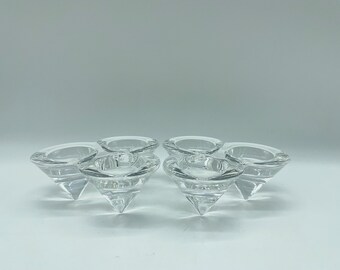 Bougeoirs trio de diamants en verre