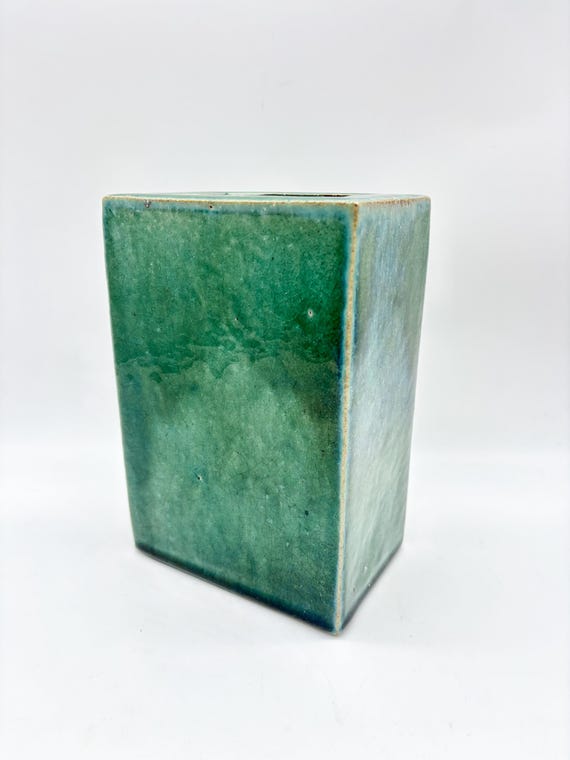 Antique Monochrome Glaze Flower Brick Block Vase View 4