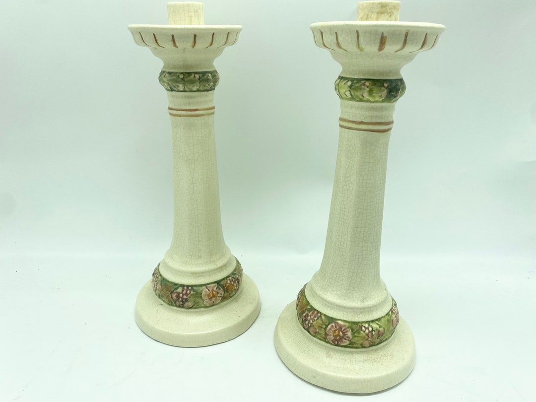 Pair of Vintage Weller Pottery Candle Sticks Etsy