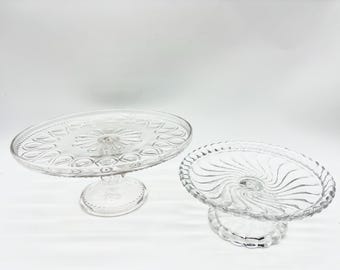 Soporte para pasteles de cristal vintage o plato con pedestal