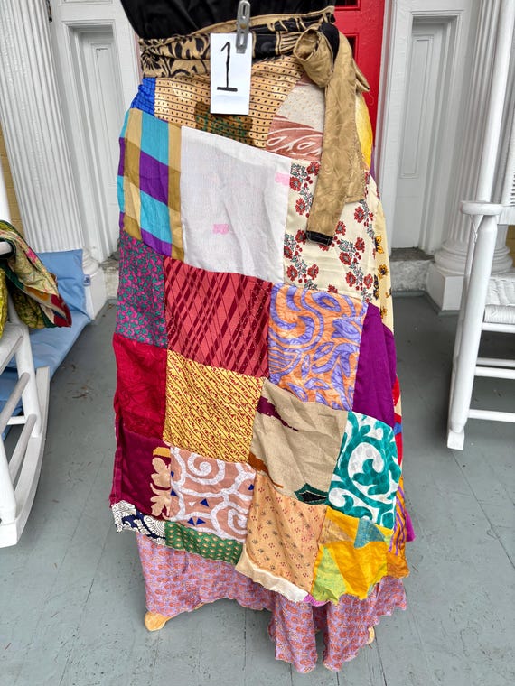 Patchwork Wrap Skirts - image 3