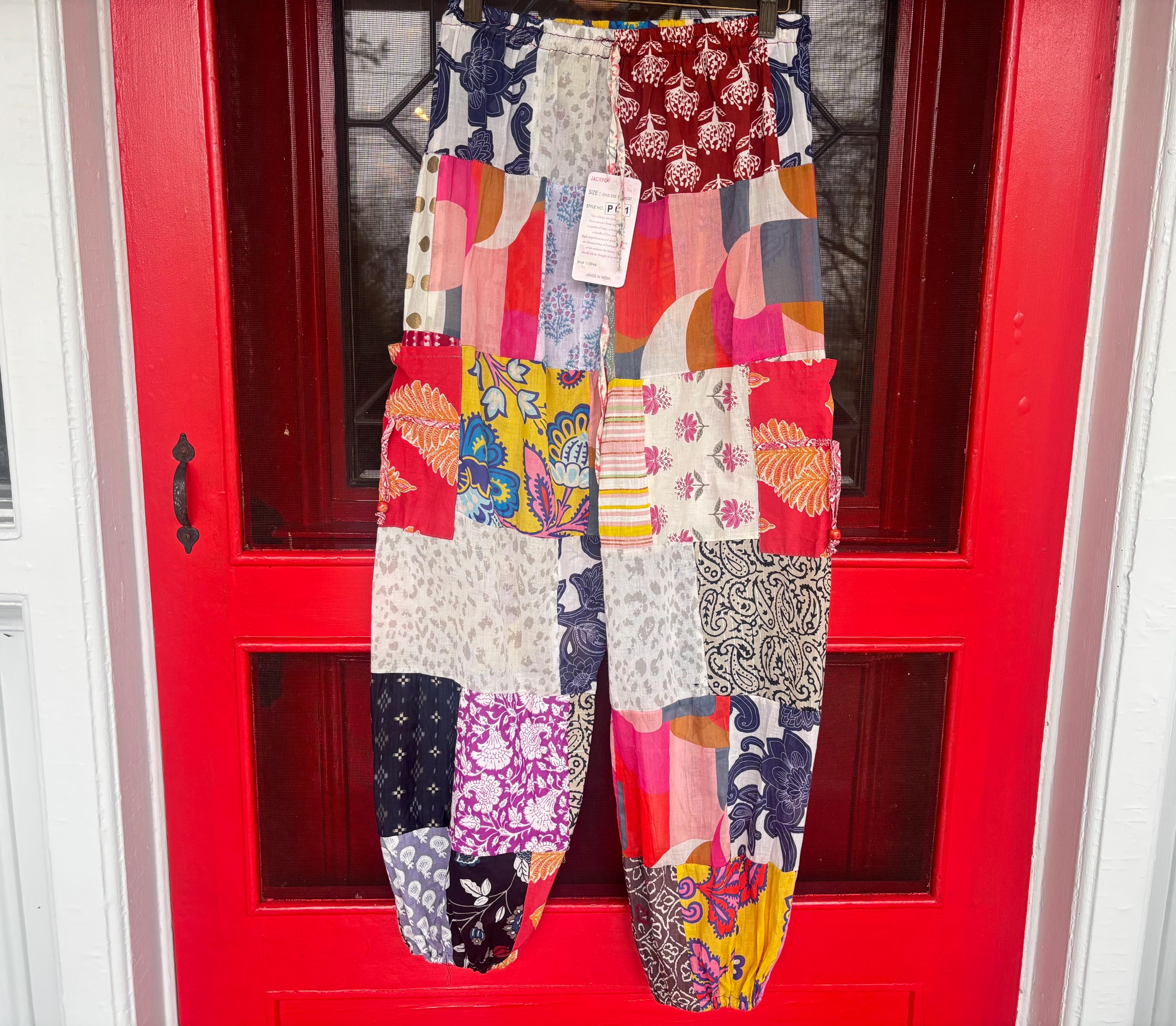 Pantaloni da donna Pantaloni a gamba larga a vita alta Patchwork