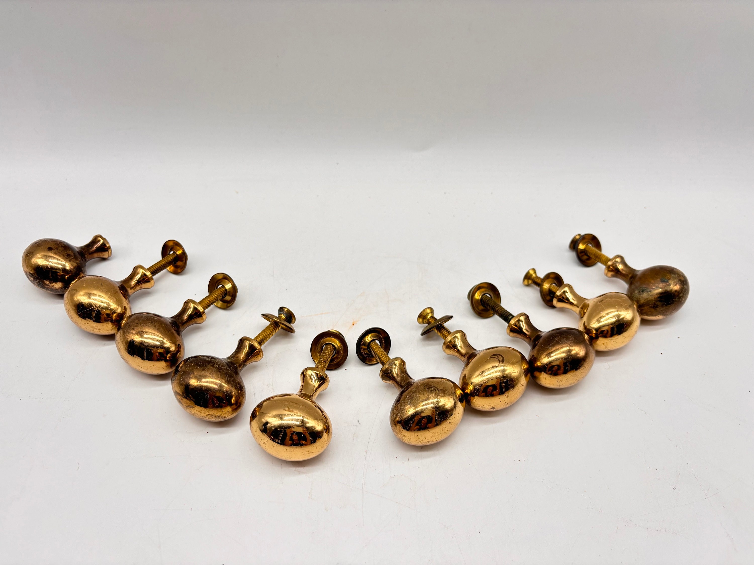 Set of 10 Sherle Wagner Solid Brass Knobs