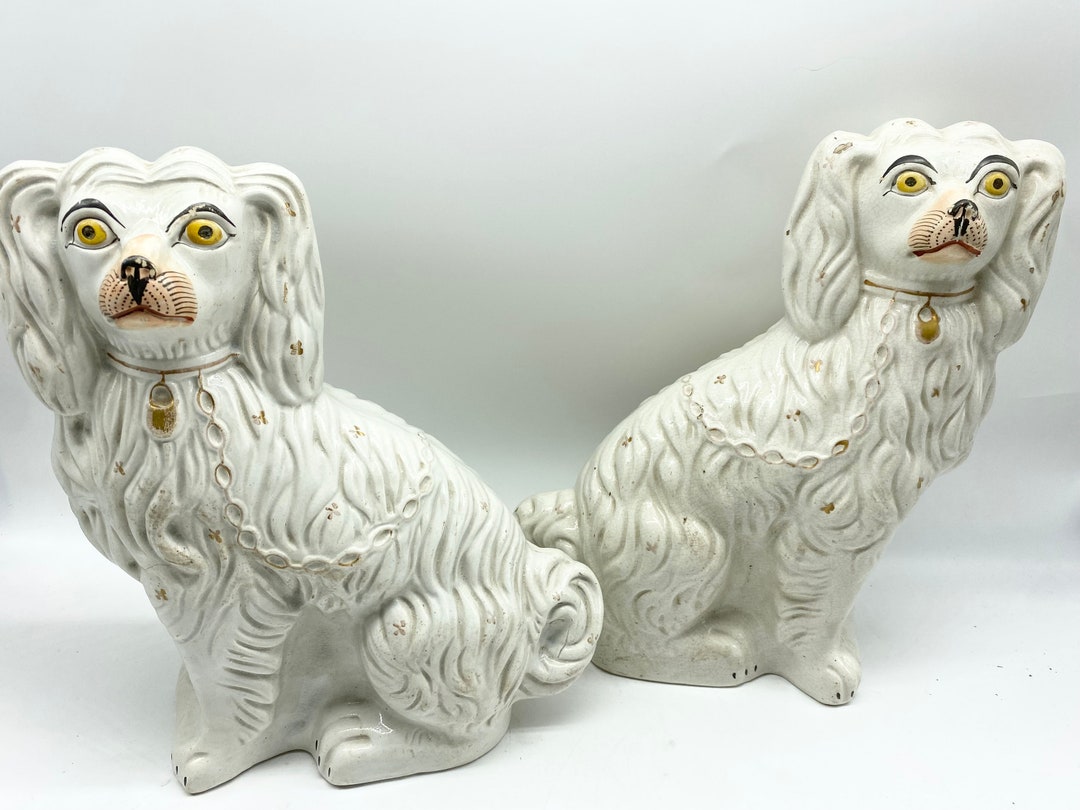 Pair of Large Antique Staffordshire Dog Figurines Etsy