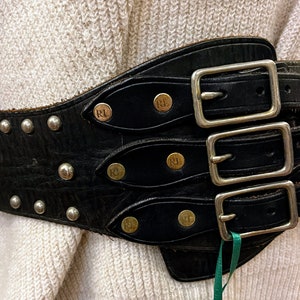Rare Ralph Lauren Vintage 1970s Leather Corset Belt with Silver Studs