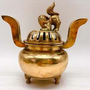 Vintage Brass Foo Dog Incense Burner