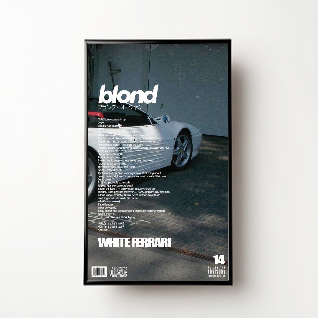 Blond, Frank Ocean, White Ferrari, Retro, Instant Download