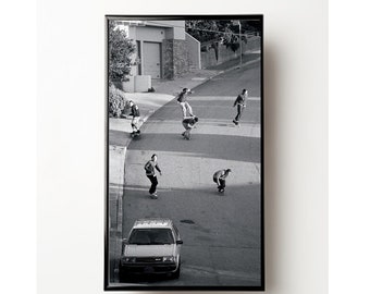 Black and White Poster, B&W, Skate Poster, Skating, Aesthetic, Retro, Car, Instant Download, Digital Print, Wall Art, Wall Decor, Skaters