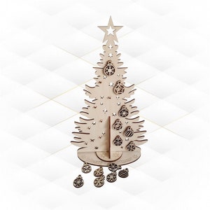 Tarjeta de regalo navideña, rompecabezas 3D, diseño cortado a láser. Archivos DXF SVG, diseño navideño, patrón navideño. Tarjetas de felicitación, bolas navideñas, modelo cortado.
