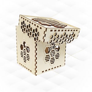 Gift box bee honeycomb, svg dxf files, design laser cut. Bee honey pattern, laser cutting, table decor. Gift for her or him, greeting box.