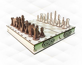 Plantilla de ajedrez para corte láser, modelo vectorial SVG DXF, tablero de juego para proyecto de corte láser